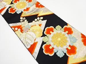 アンティーク　松皮菱に菊・桐模様織り出し袋帯（着用可）